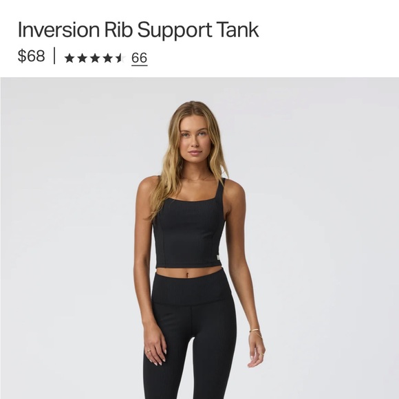 Vuori Inversion Rib Support Tank - Black Size Small - Picture 3 of 10
